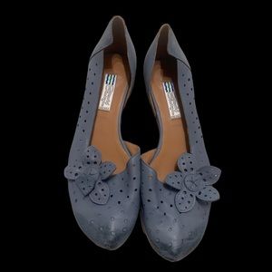 Arnold Churgin Handmade Leather Shoe Soft Blue Flower Canadian Quality Luxury
